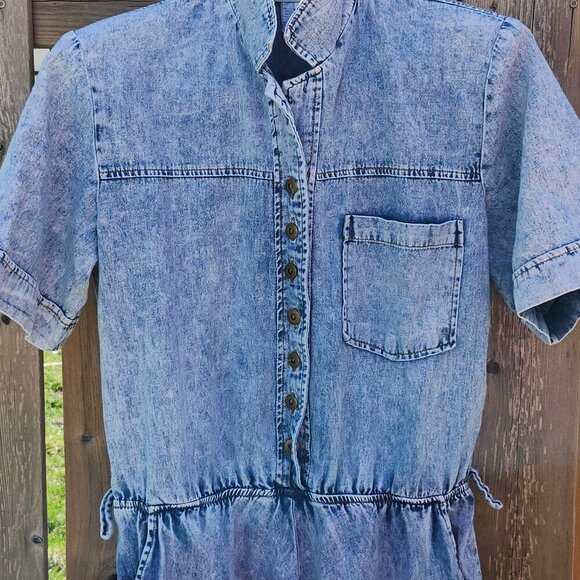 ROMANTIC DENIM DRESS Women's Size 8 TWO ROADS Stone Wash Full Length Denim Dress - Picture 4 of 5